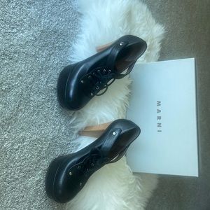 Marni black leather platform pumps/booties size 39.5
